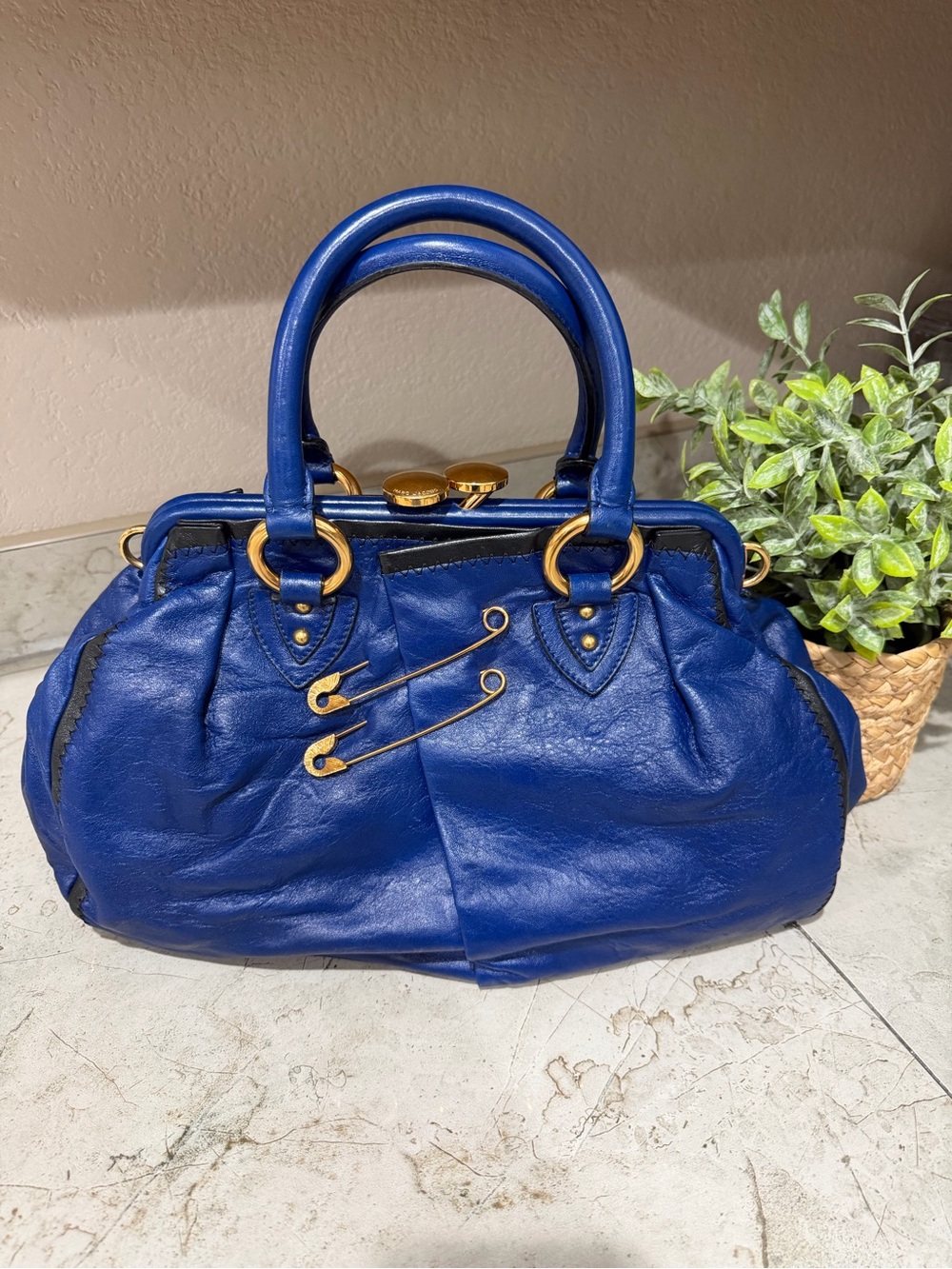 MARC JACOBS Cobalt Blue Safety Pin Stam Handbag - Picture 11 of 14